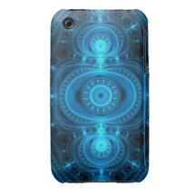 Blue Power, abstract fractal iPhone 3 Cases