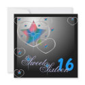 Blue Prismatic Diamond Star Sweet Sixteen-Cust. invitations