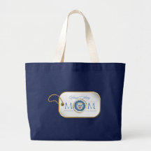 Blue Proud Army Mom Dog Tag Canvas Bags