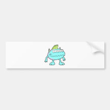 blue punk mohawk monster many eyes bumper sticker