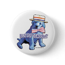 Blue Pup Democrat Button 