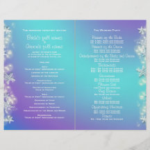 Blue purple beach starfish wedding flyer design