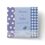 Blue & Purple Birds Scrapbook Lace Name Tag /Gift