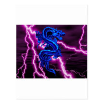 blue / purple dragon post cards