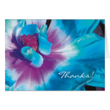 Blue Purple flower greeting card thanks!