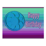 blue purple happy birthday postcard