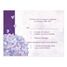 Blue + Purple Hydrangea Wedding RSVP (4.25x5.6) Postcards