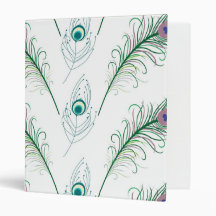 Blue Purple Peacock Feathers Binder