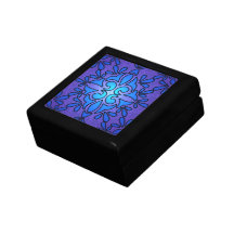 Blue Purple Stainded Glass Style Design Trinket Box