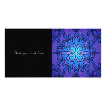 Blue Purple Stainded Glass Style Design Photo Card
