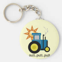 Blue Putt Putt Tractor Tshirts and Gifts Keychain