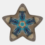 Blue qnd Brown Nature Kaleidoscope Star Sticker