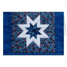 blue quilt star greeting card