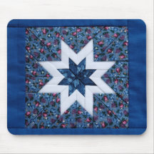 blue quilt star mousepad