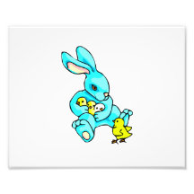 blue rabbit four yellow chicks.png photo