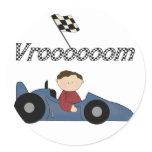 Blue Race Car Tshirts and Gifts Round Sticker