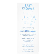 Blue rain drop baby shower invite