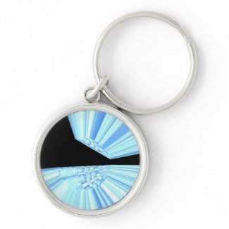 Blue Rays in Space Digital Art Keychain