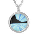 Blue Rays in Space Digital Art Necklace