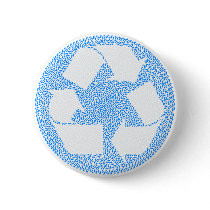 Blue Recycle Pinback Button