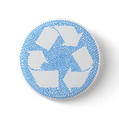 Blue Recycle Pinback Button by shopaholicchick