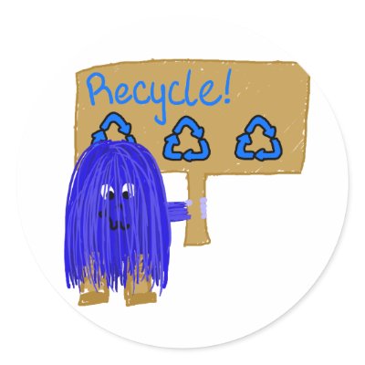 Blue Recycle sign Stickers by PeacePeople