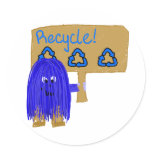 Blue Recycle sign stickers