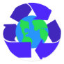 blue recycle round sticker