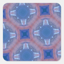 Blue & red pattern square stickers