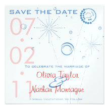 Blue & Red Save The Date Fireworks Announcement