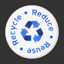 Blue Reduce Reuse Recycle Magnet magnets