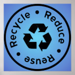 Blue Reduce, Reuse, Recycle Poster posters