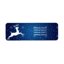 Blue Reindeer Return of Address Label