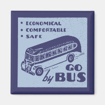 Blue Retro Bus Magnet