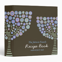 Blue Retro Circle Trees Recipe Binder Organizer