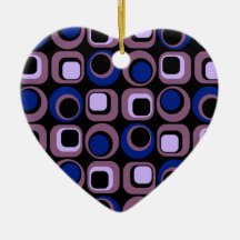 Blue Retro Squares Pattern Ornament