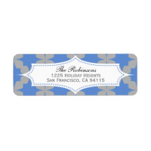 Blue Retro Star Address Label
