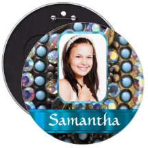 Blue rhinestone photo background pins