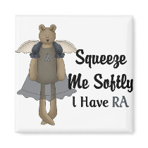 Blue Ribbon Angel Bear :: Squeeze Me Softly. Refrigerator Magnets