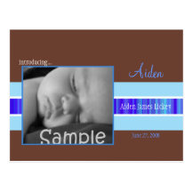 Blue Ribbon Birth Announcement Post Card