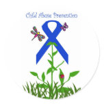 Blue ribbon flower Child Abuse Prevention stickers