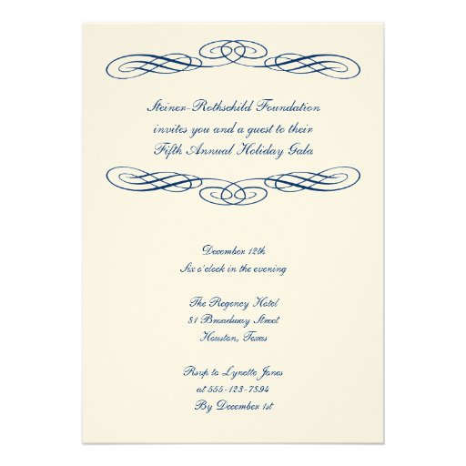Blue ribbon script corporate formal gala event custom invitation