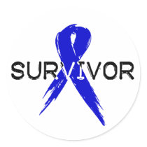 Blue Ribbon -Survivor Round Stickers