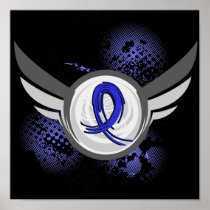 Blue Ribbon With Wings Huntington's Disease