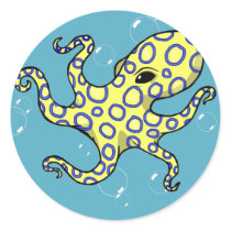 Blue Ringed Octopus Round Stickers