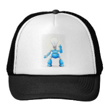 Blue robot light bulb head hat