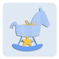 Blue Rocking Horse Baby Sticker