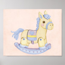 Blue Rocking Horse Poster