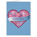 Blue Romance heart with banner, customizable Cards