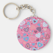 blue romance - tiny hearts pattern key chains